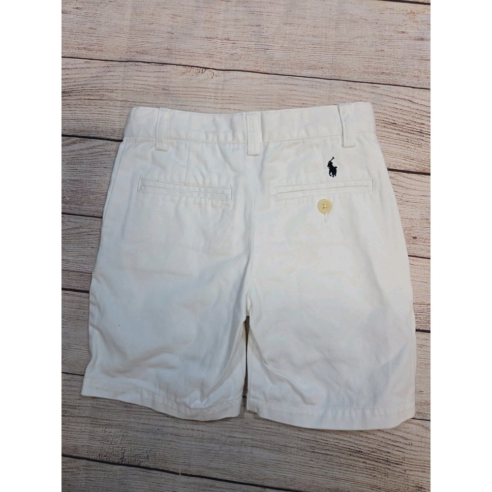 Polo Ralph Lauren Boys Shorts Size 4 White With Navy Blue Polo Adjustable Waist - Picture 3 of 6